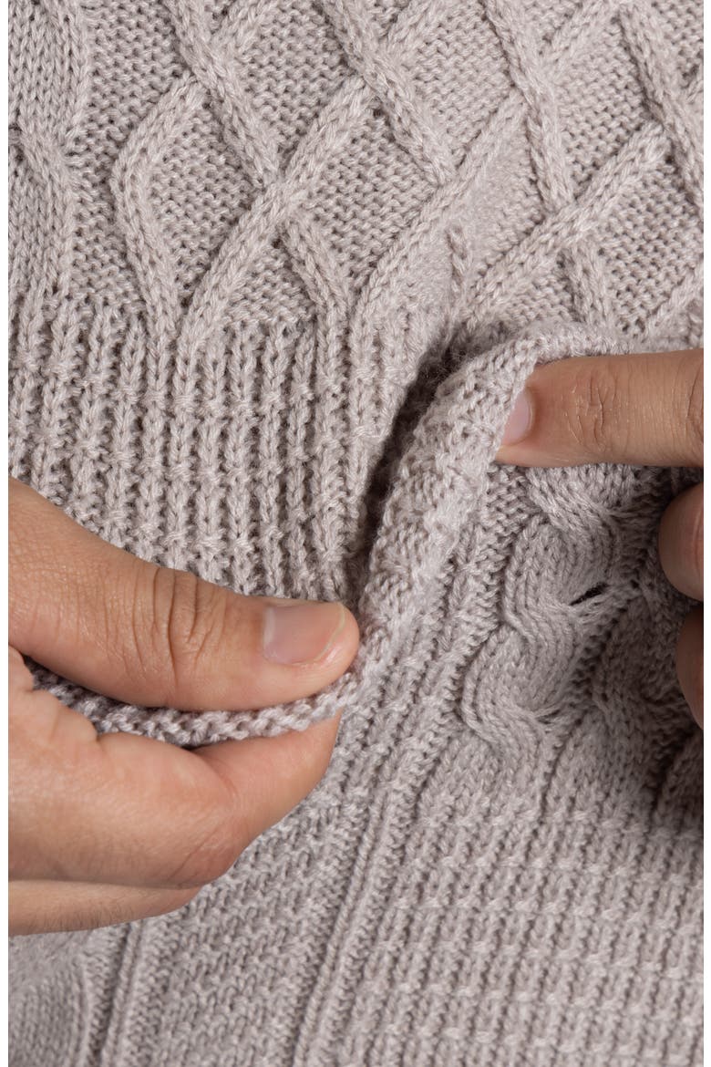 Mixed Knit Crewneck Pullover Sweater, Alternate, color, SAND
