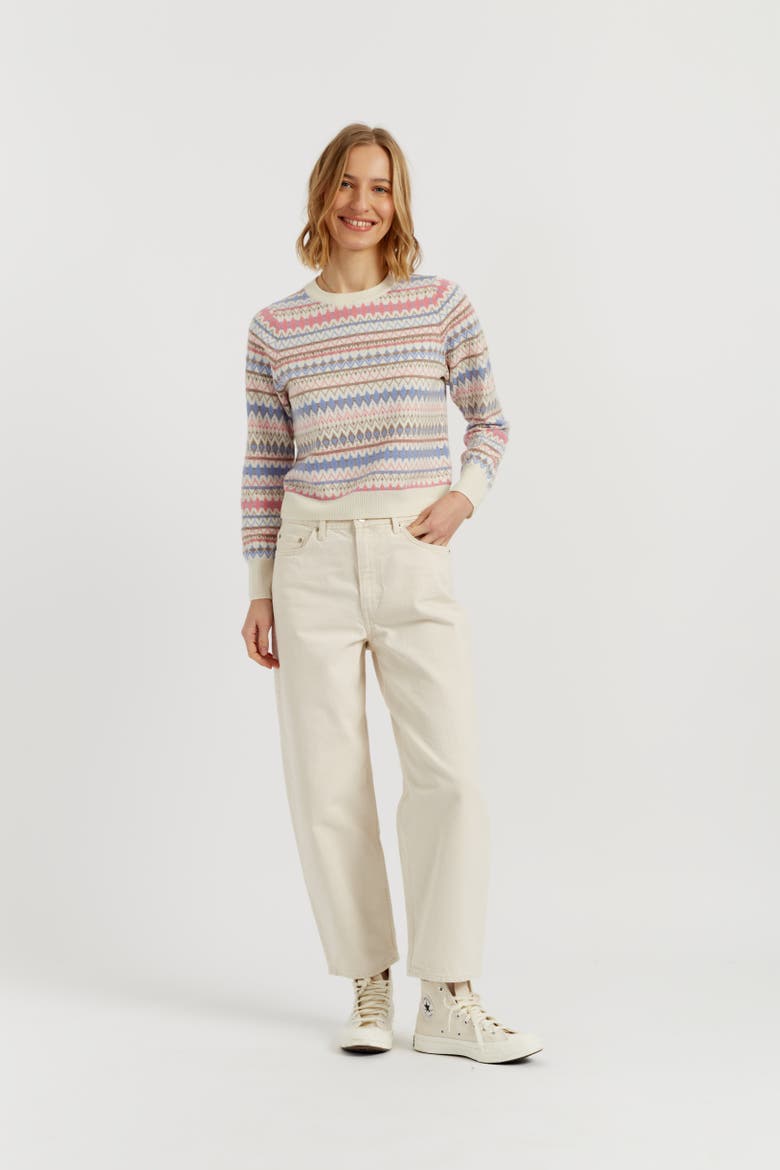 Wool-Cashmere Winter Fair Isle Pullover Sweater, Main, color, Cream