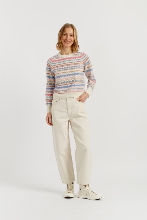 Wool-Cashmere Winter Fair Isle Pullover Sweater