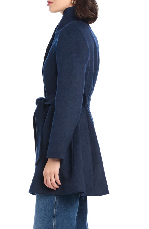 Kate Spade New York High Neck Belted Coat In Blue