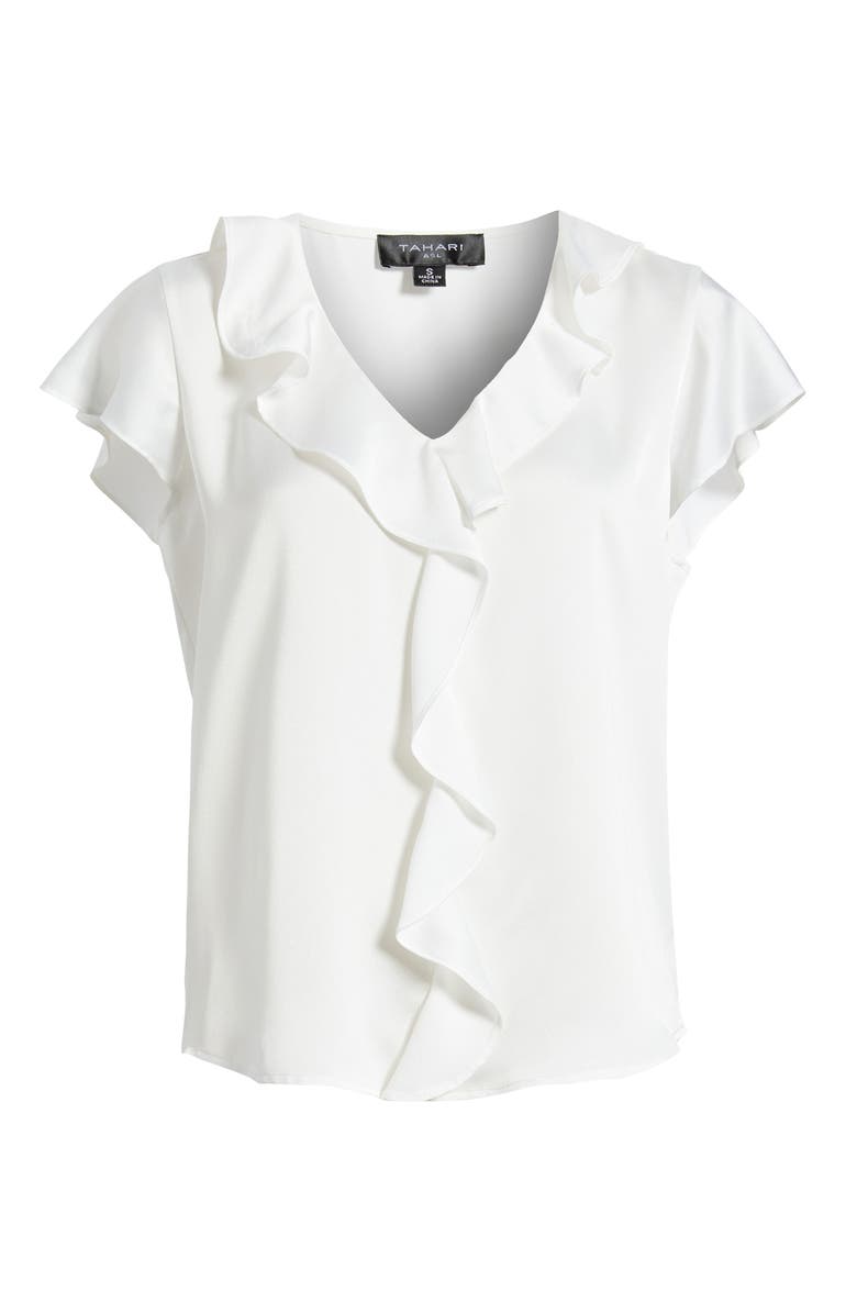 Tahari ASL Ruffle Flutter Satin Top, Main, color, 