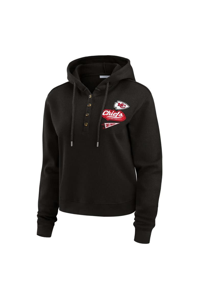 Women's WEAR by Erin Andrews Black Kansas City Chiefs Waffle-Knit Pullover Hoodie, Alternate, color, Black