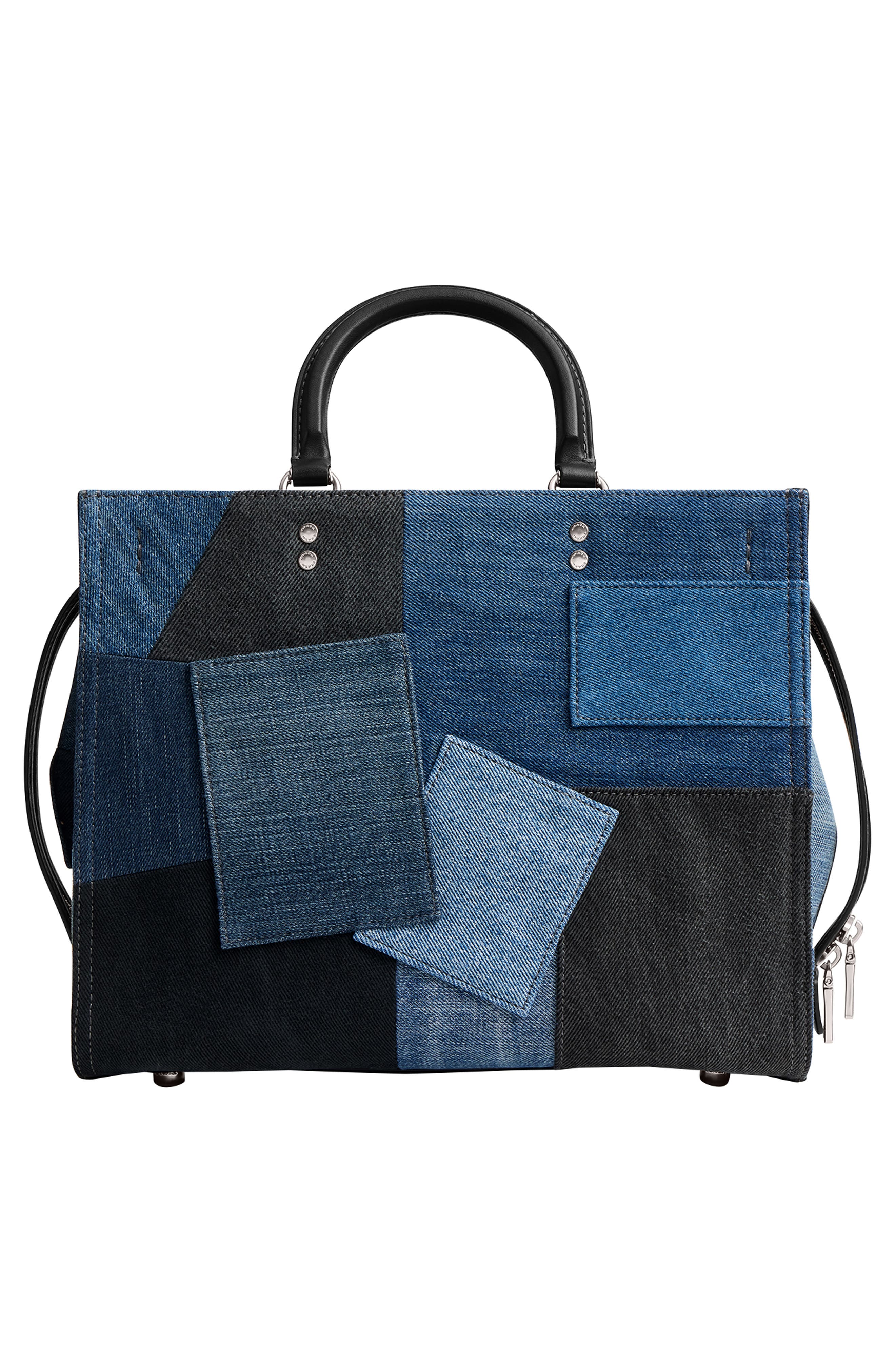 COACH Rouge Denim Patchwork Top Handle Bag, Alternate, color, 