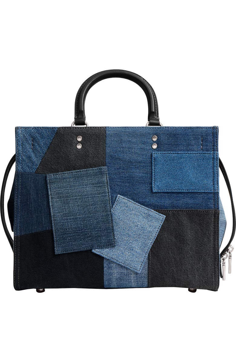 COACH Rouge Denim Patchwork Top Handle Bag, Alternate, color,