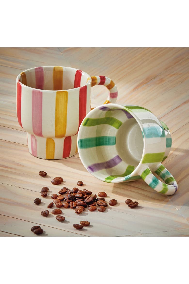 Ava Stripe Stoneware Mug Red Multi 12 oz, Alternate, color, Red