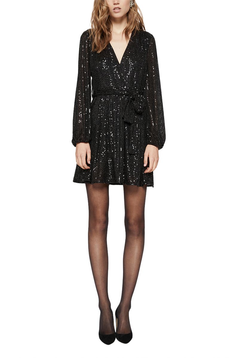 Bardot Bellissa Sequin Long Sleeve Dress, Main, color,