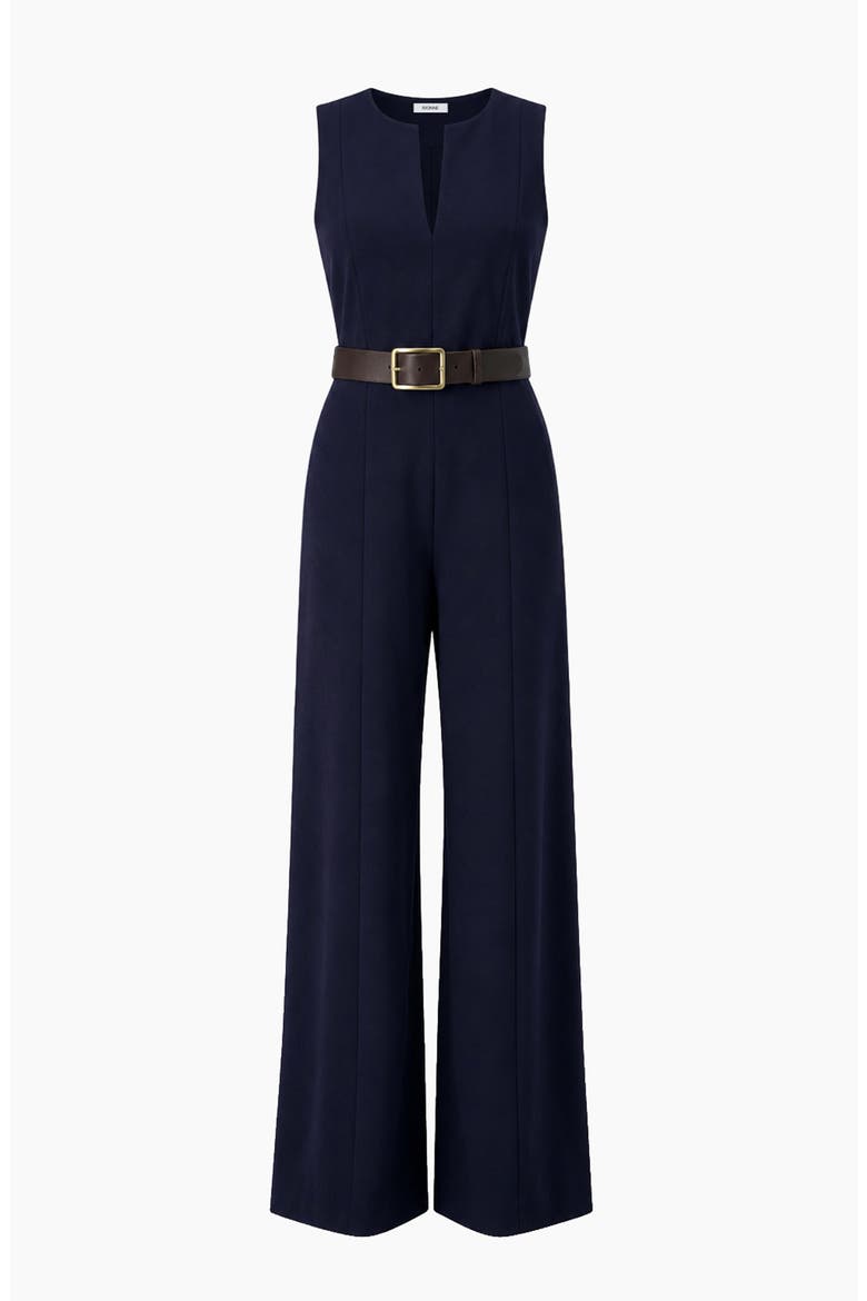 Sleeveless V-Neck Wide-Leg Jumpsuit, Alternate, color, Navy Blue