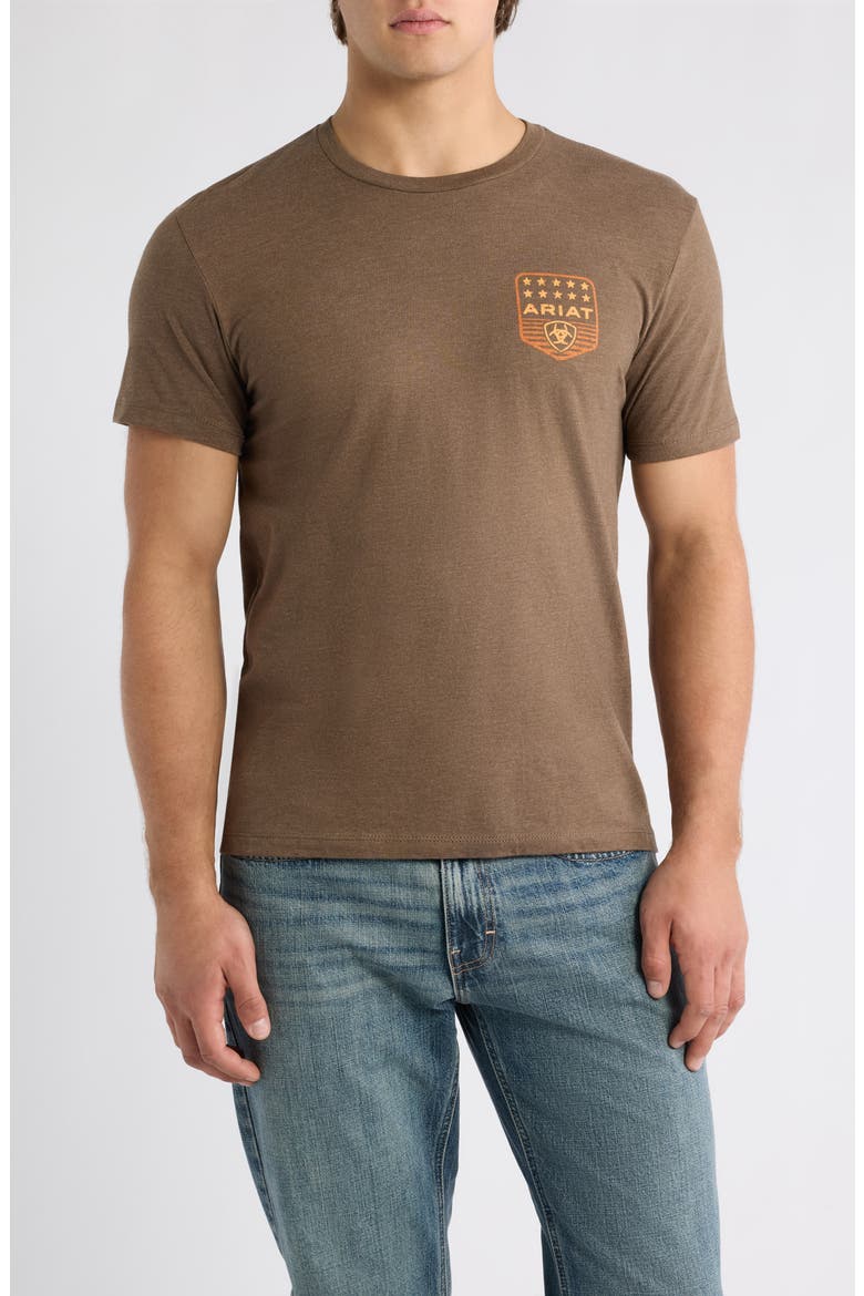 Striped Patriotic Badge Graphic T-Shirt, Main, color, BROWN HEATHER