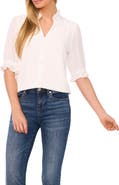 CeCe V-Neck Button-Up Shirt