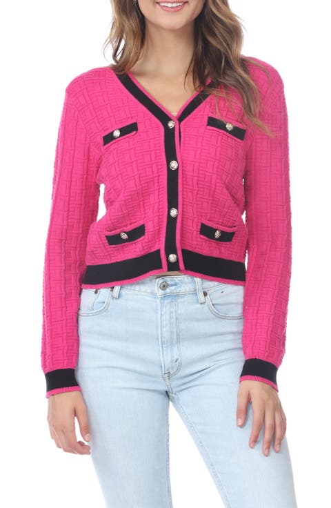 Textured Tipped Cardigan Sweater