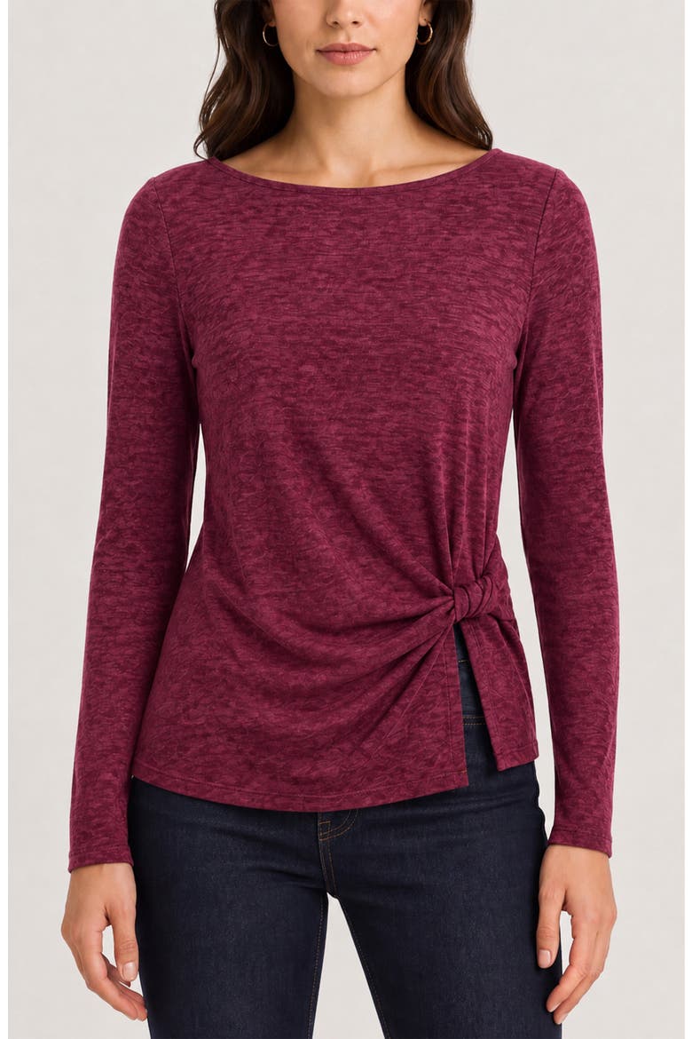 Side Knot Draped Knit Top, Main, color, CRANBERRY MLNGE