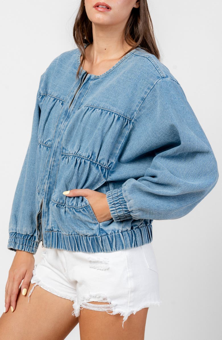 Beivy Novelty Denim Jacket, Alternate, color, Mid Blue Denim