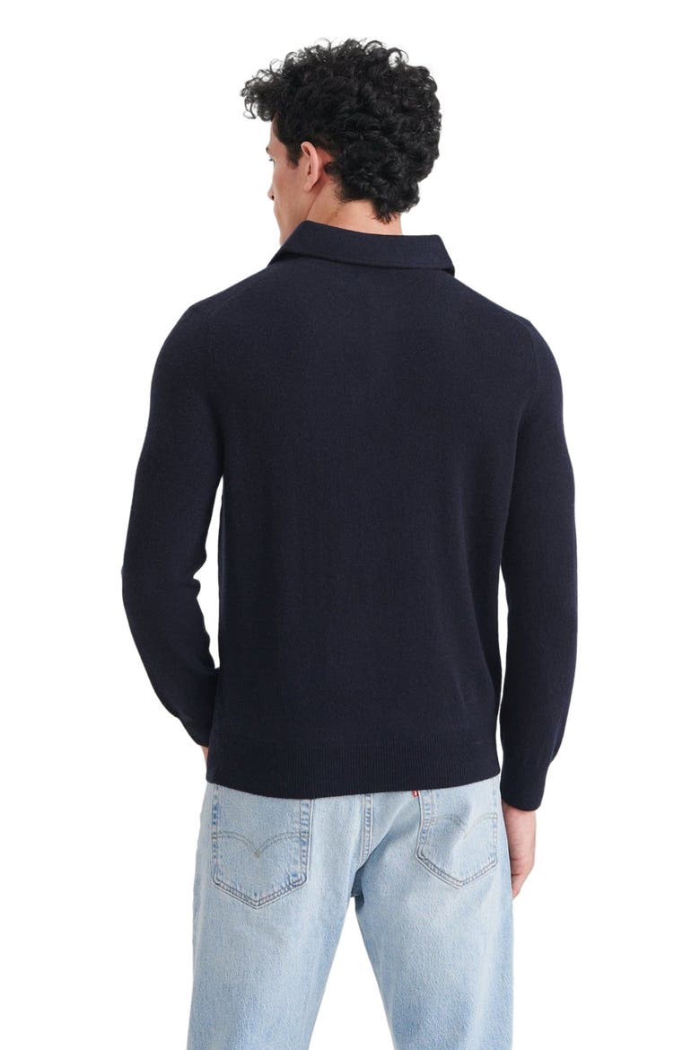 Signature Cashmere Long Sleeve Polo, Alternate, color, Navy