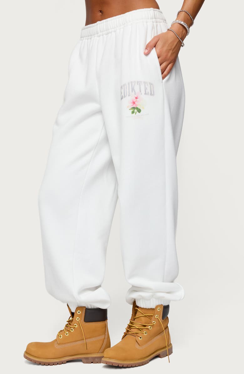 EDIKTED Flerua Logo Sweatpants, Alternate, color, White