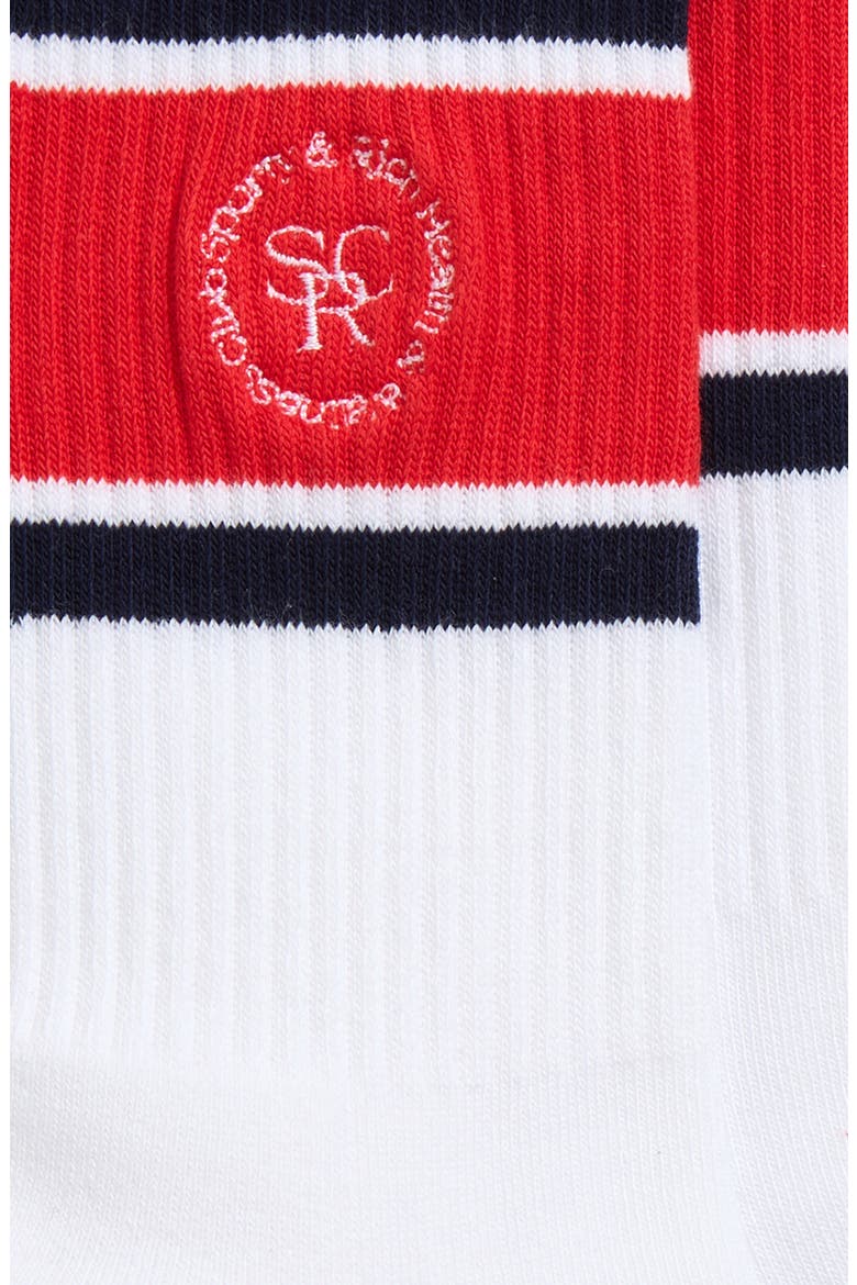 Roller Logo Embroidered Crew Socks, Alternate, color, WHITE/ DARK NAVY/ RUBY