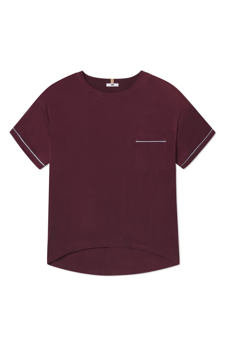 Lunya Washable Silk Piped Pajamas, Alternate, color, Vintage Merlot