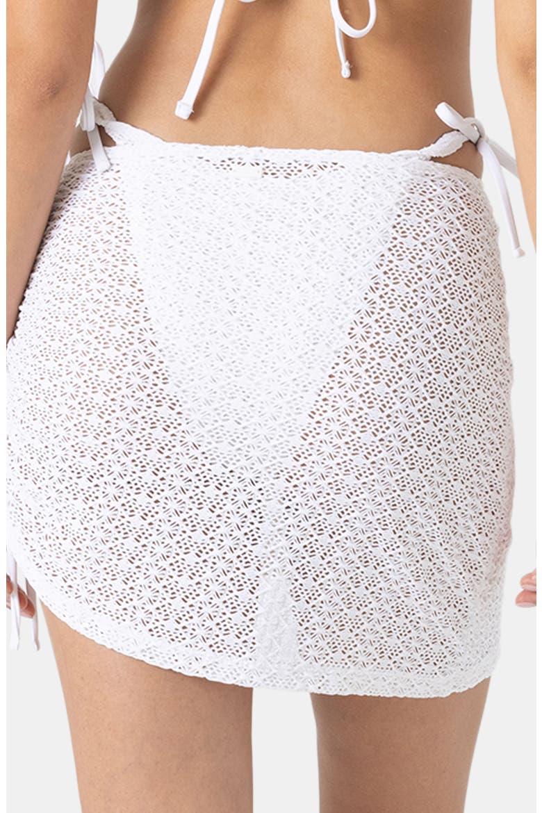 Ruched Sheer Cover-Up Skirt, Alternate, color, WHITE