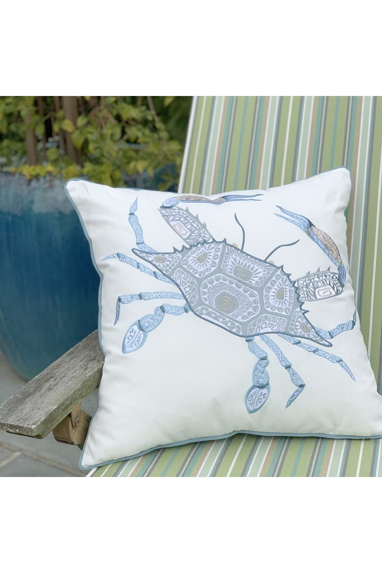 Sea Glass Crab Indoor/Outdoor Accent Throw Pillow 20" x 20", Alternate, color, Blue