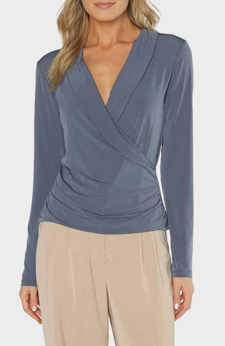matty m. Prescott Draped Long Sleeve Top