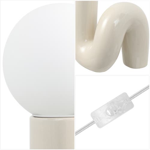 Jonathan Y Katya 18" Scandinavian Minimalist Ceramic Spiral Tube Led Table Lamp In Light Gray