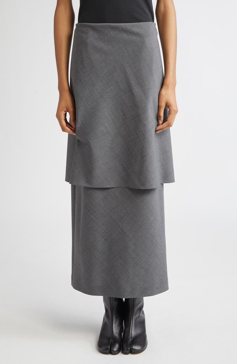 MM6 Maison Margiela Folded Convertible Stretch Gabardine Dress, Alternate, color, Dark Grey Melange