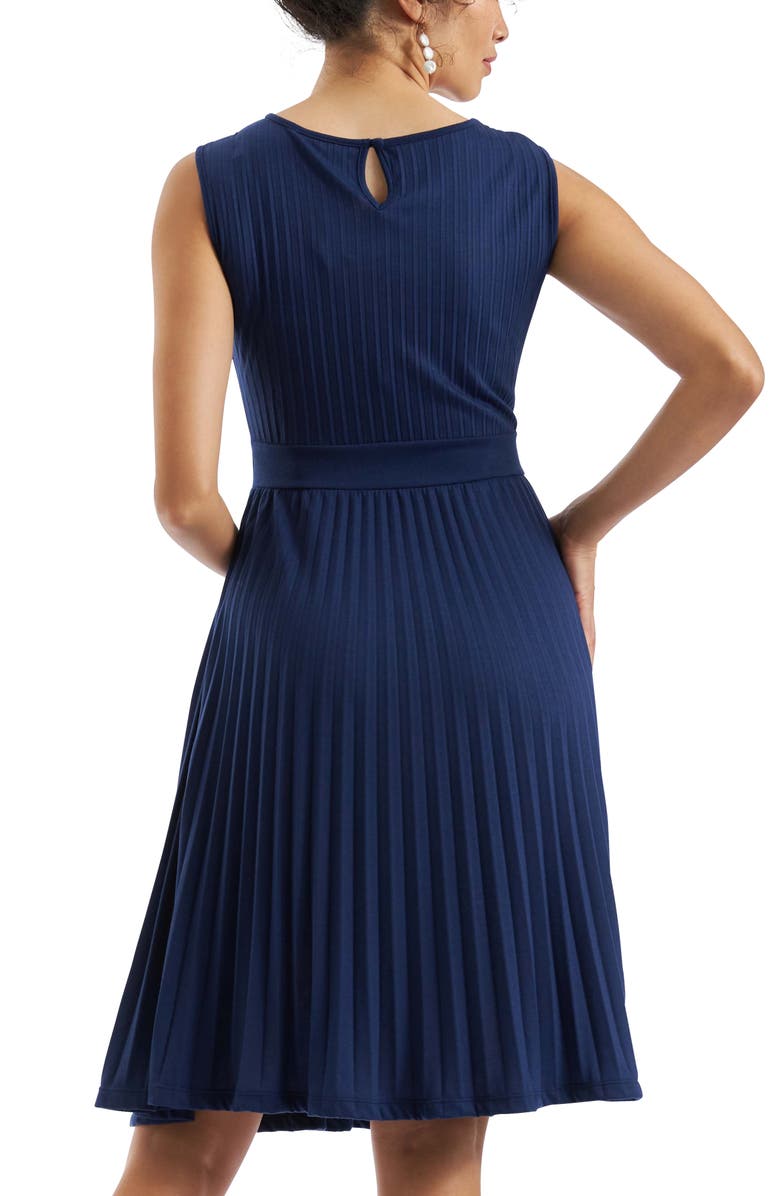 Ripe Maternity Knife Pleat Dress - Round Neck, Alternate, color, Blueprint