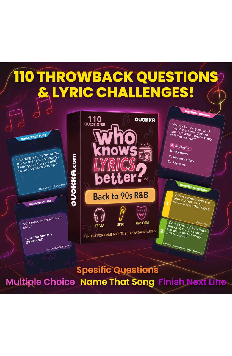 Quokka Who Knows Music Better? Ultimate Music Trivia Games for Adults & Family, Alternate, color, Lyrics Rnb Ext