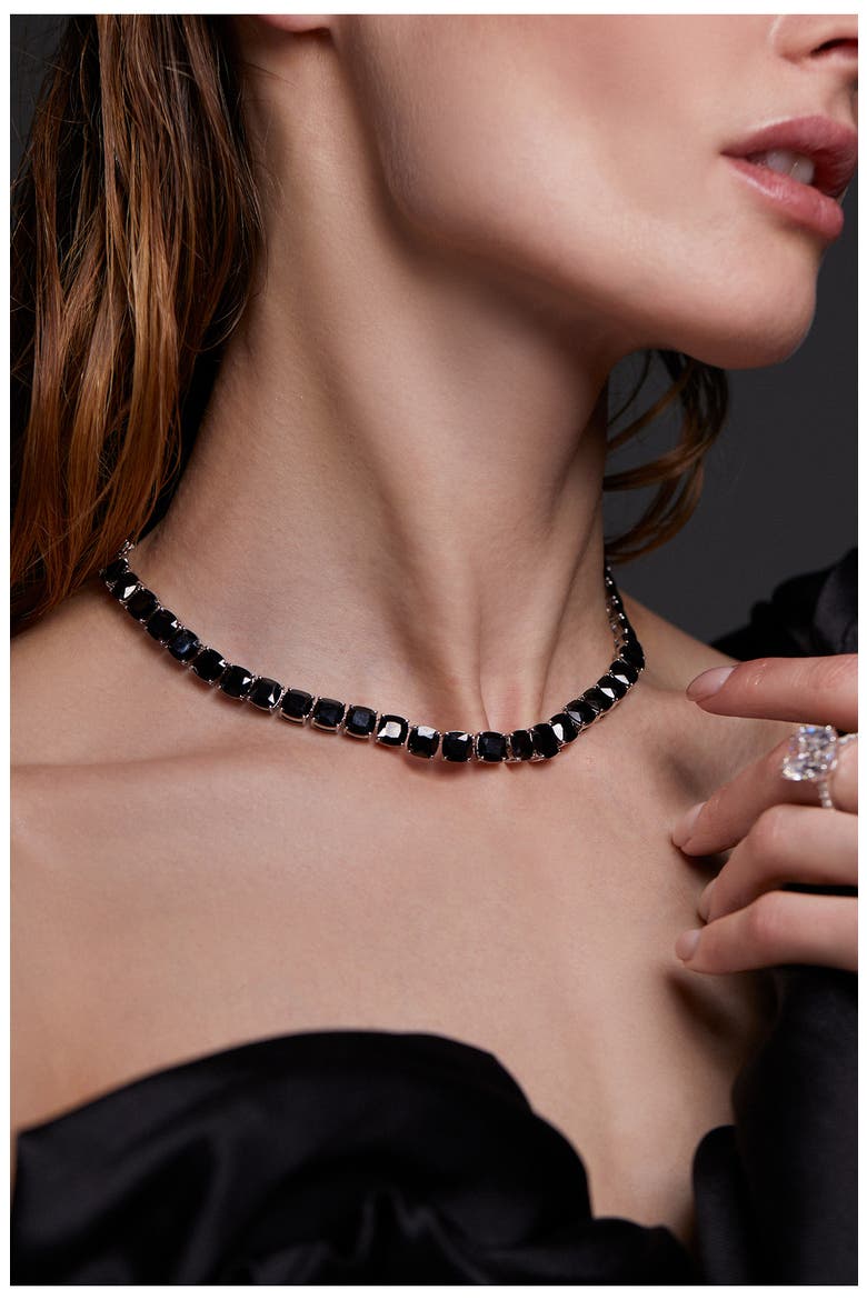 Starlet Collar Necklace, Alternate, color, RHODIUM/BLACK