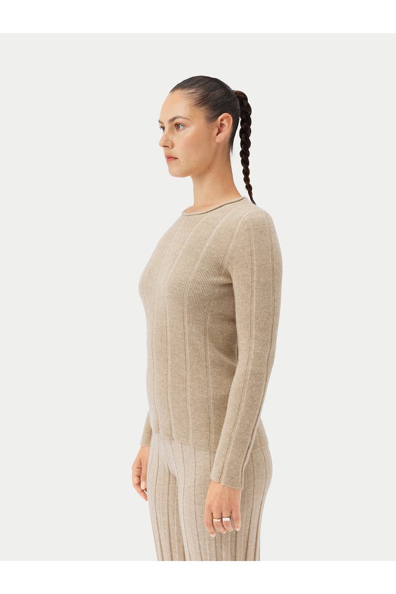 C-Neck Cashmere Sweater, Alternate, color, warm grey