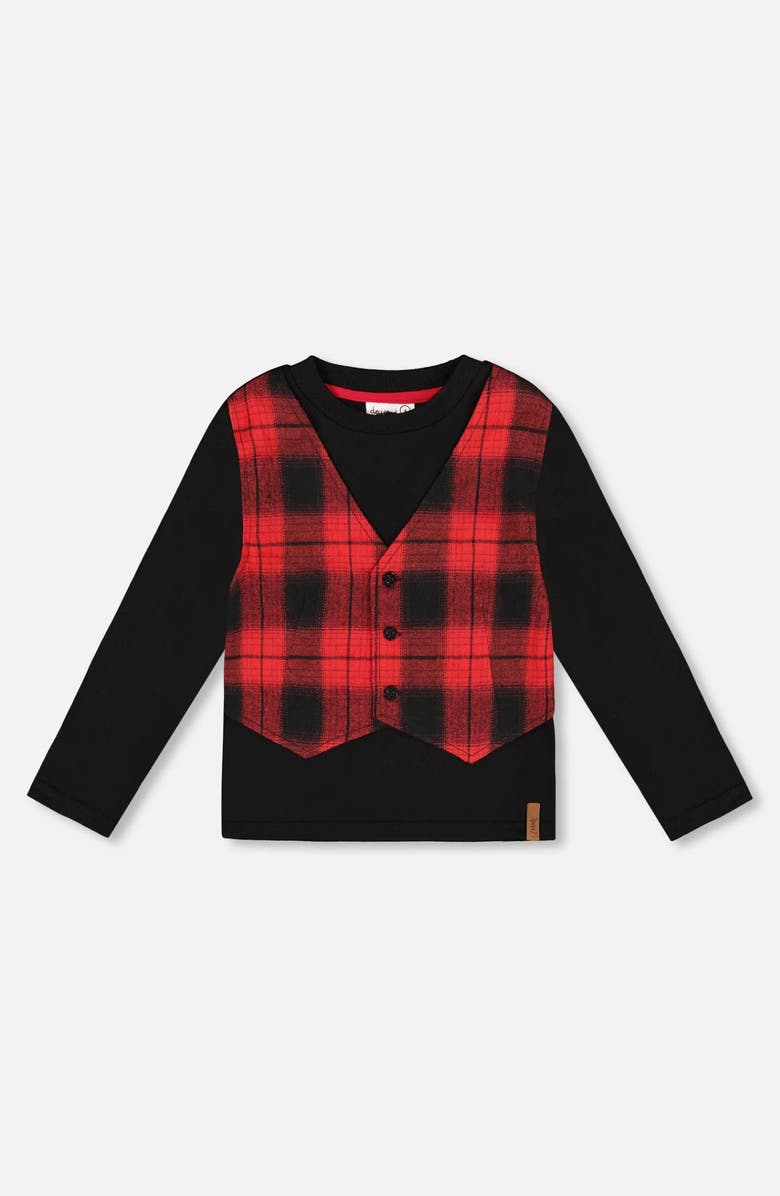 Deux par Deux T-Shirt with Plaid Vest, Main, color, Red And Black Plaid