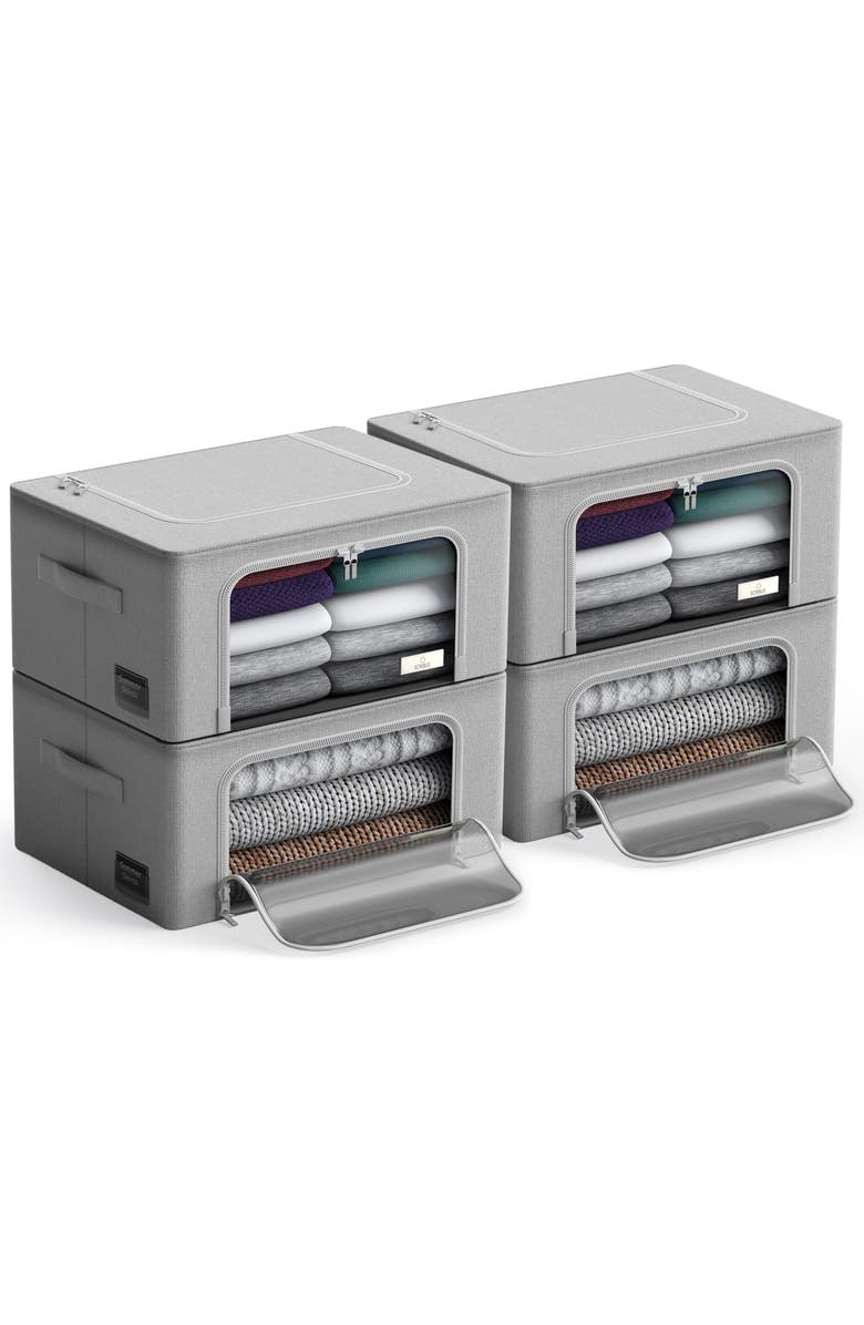 SORBUS 4-Pack Foldable Storage Boxes, Alternate, color, Gray