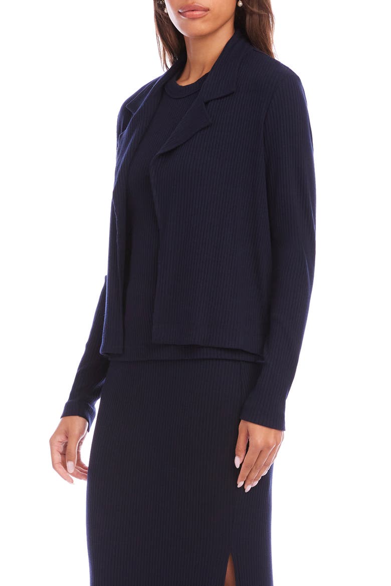 Notch Lapel Rib Jacket, Alternate, color, NAVY