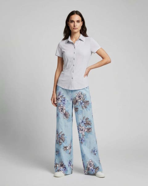 Womens Lillian Wide Leg Linen Pant