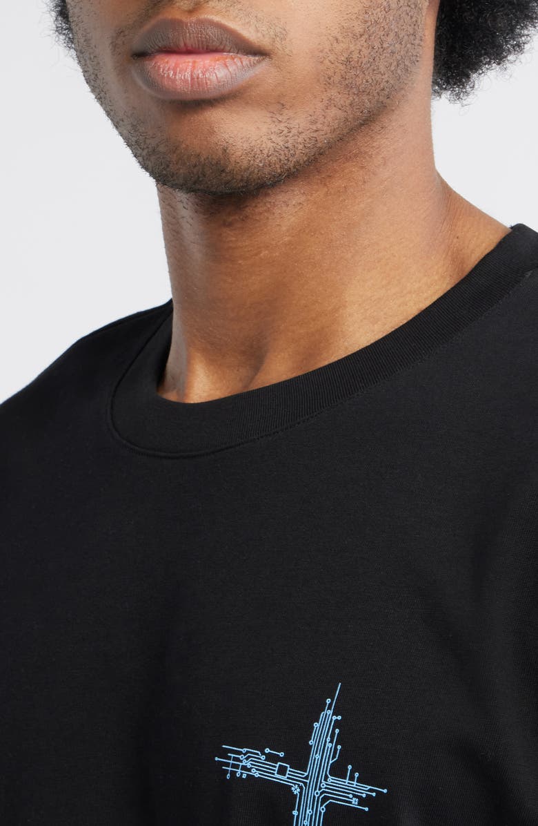 RtA Liam Black Circuit Cross Graphic T-Shirt, Alternate, color, Black Circuit Cross