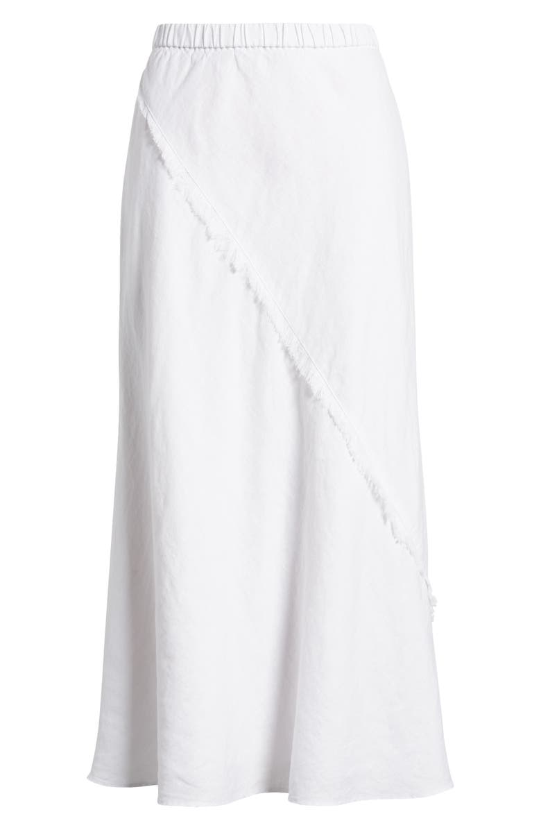 DKNY Linen Midi Skirt, Alternate, color, White