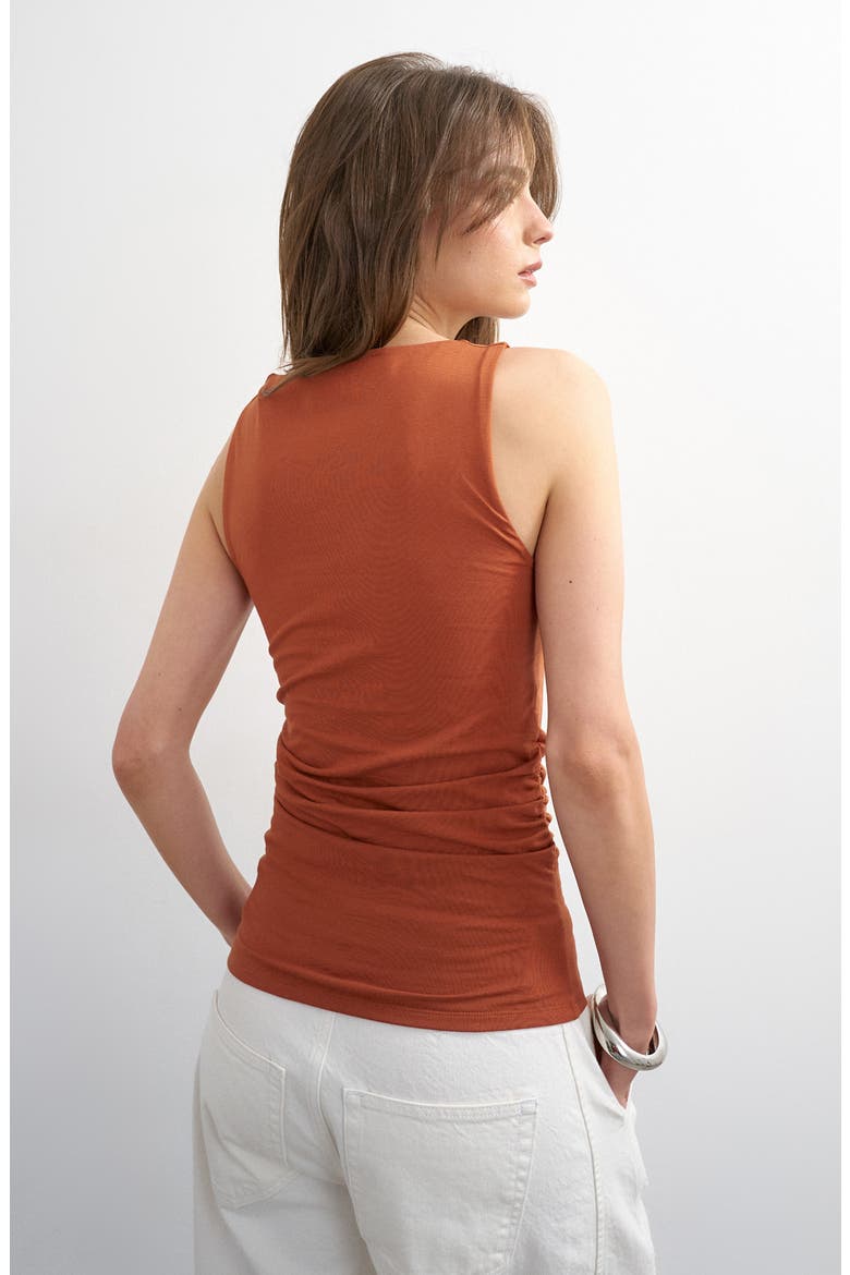 Ruched Side Tank, Alternate, color, BROWN