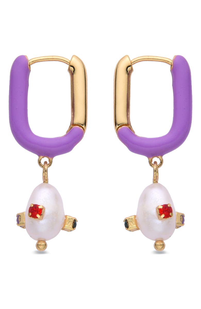 EYE CANDY LOS ANGELES Colette Enamel, Crystal & Imitation Pearl Drop Earrings, Main, color,