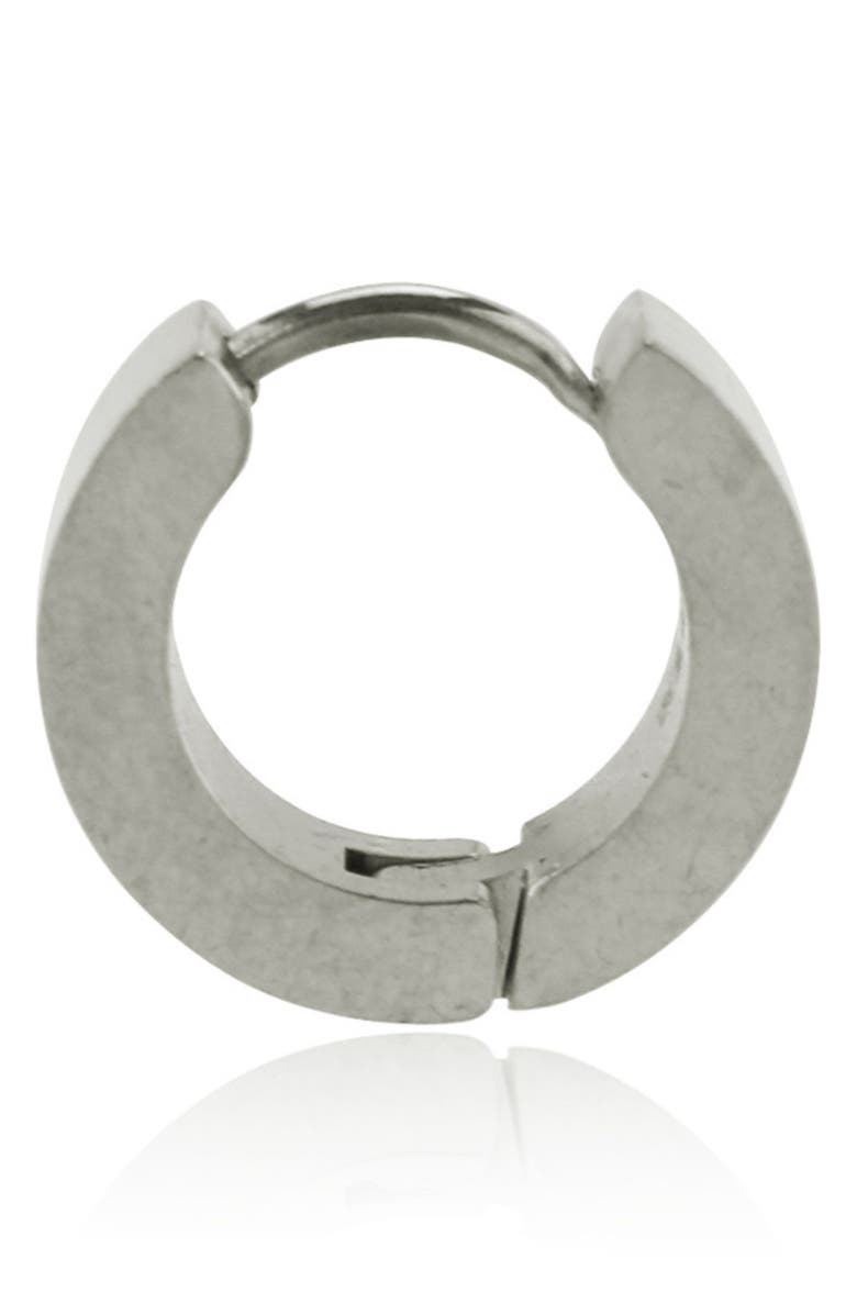 REBL Round Huggie Hoop Earrings, Alternate, color, Silver