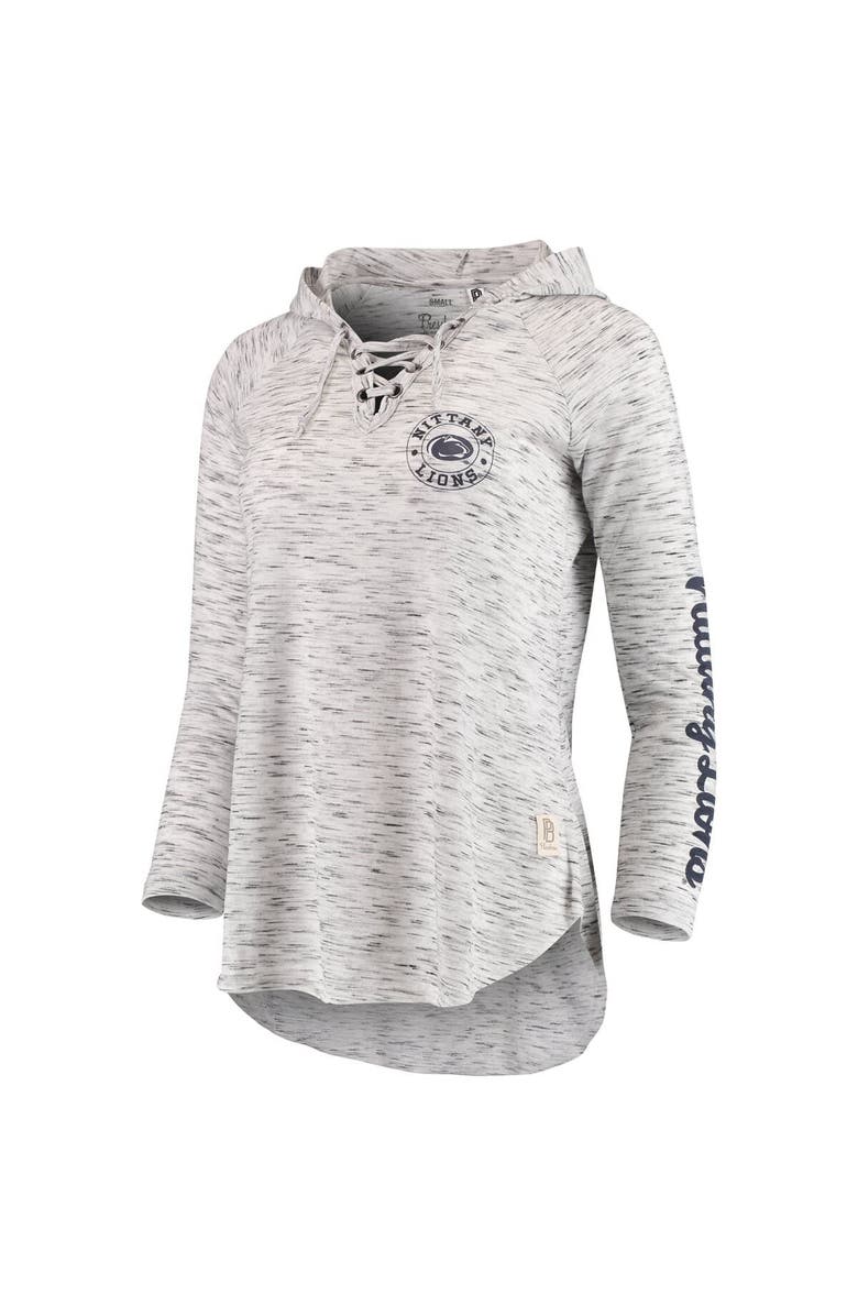 PRESSBOX Women's Pressbox Gray Penn State Nittany Lions Space Dye Lace-Up V-Neck Long Sleeve T-Shirt, Alternate, color, Gray