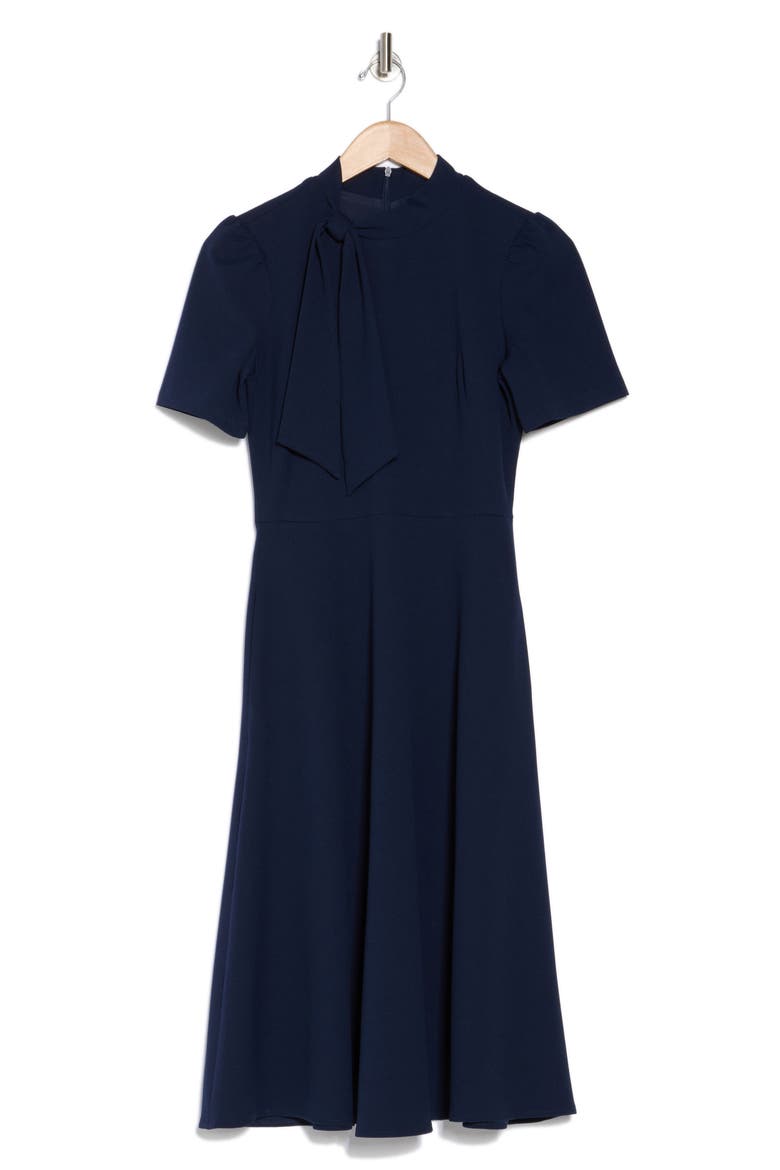 Short Sleeve Necktie Midi Dress, Alternate, color, NAVY BLAZER