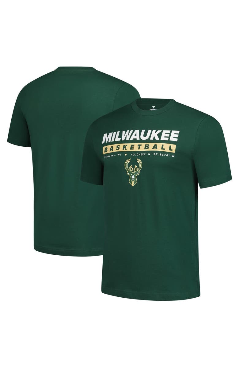 FANATICS Men's Fanatics  Hunter Green Milwaukee Bucks Location Just Net T-Shirt, Main, color, Hunter Green