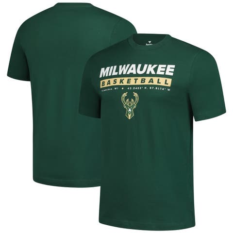 Men's Fanatics  Hunter Green Milwaukee Bucks Location Just Net T-Shirt