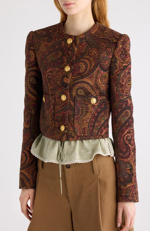 Chloé Multicolor Cropped Jacket With Round Neck And All-over Motif In Cotton Blend Woman