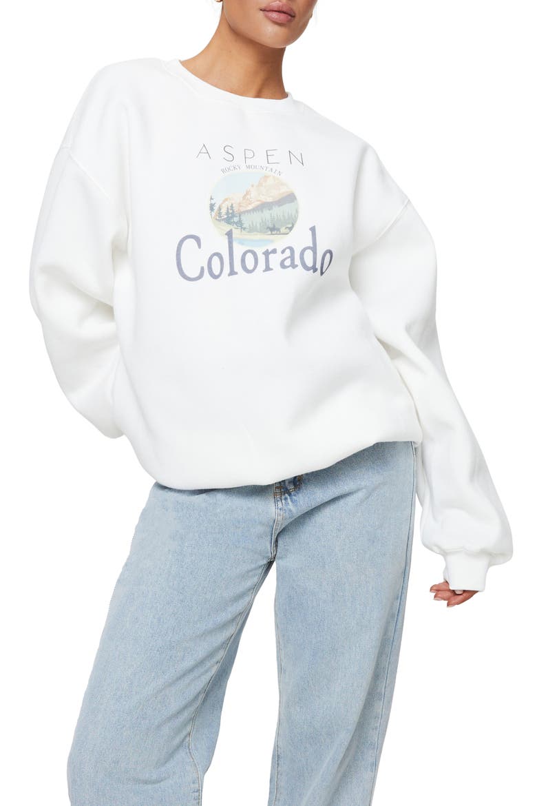 Colorado Oversize Graphic Sweatshirt, Main, color, WHITE