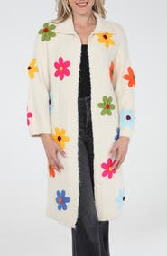 RAIN AND ROSE Flower Pop Longline Coatigan