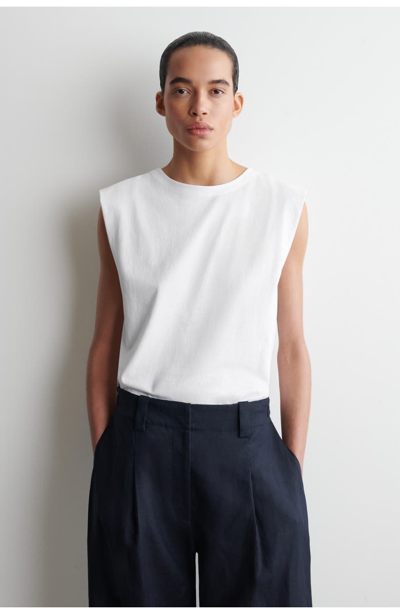 COS Folded-shoulder Cotton-jersey Tank Top, Main, color,