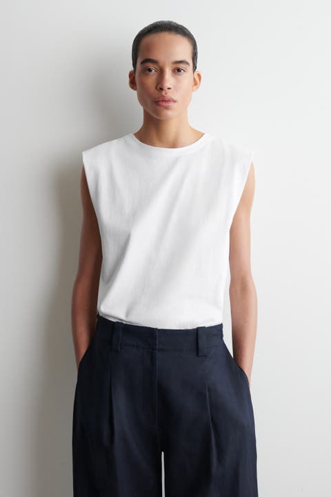 Folded-shoulder Cotton-jersey Tank Top