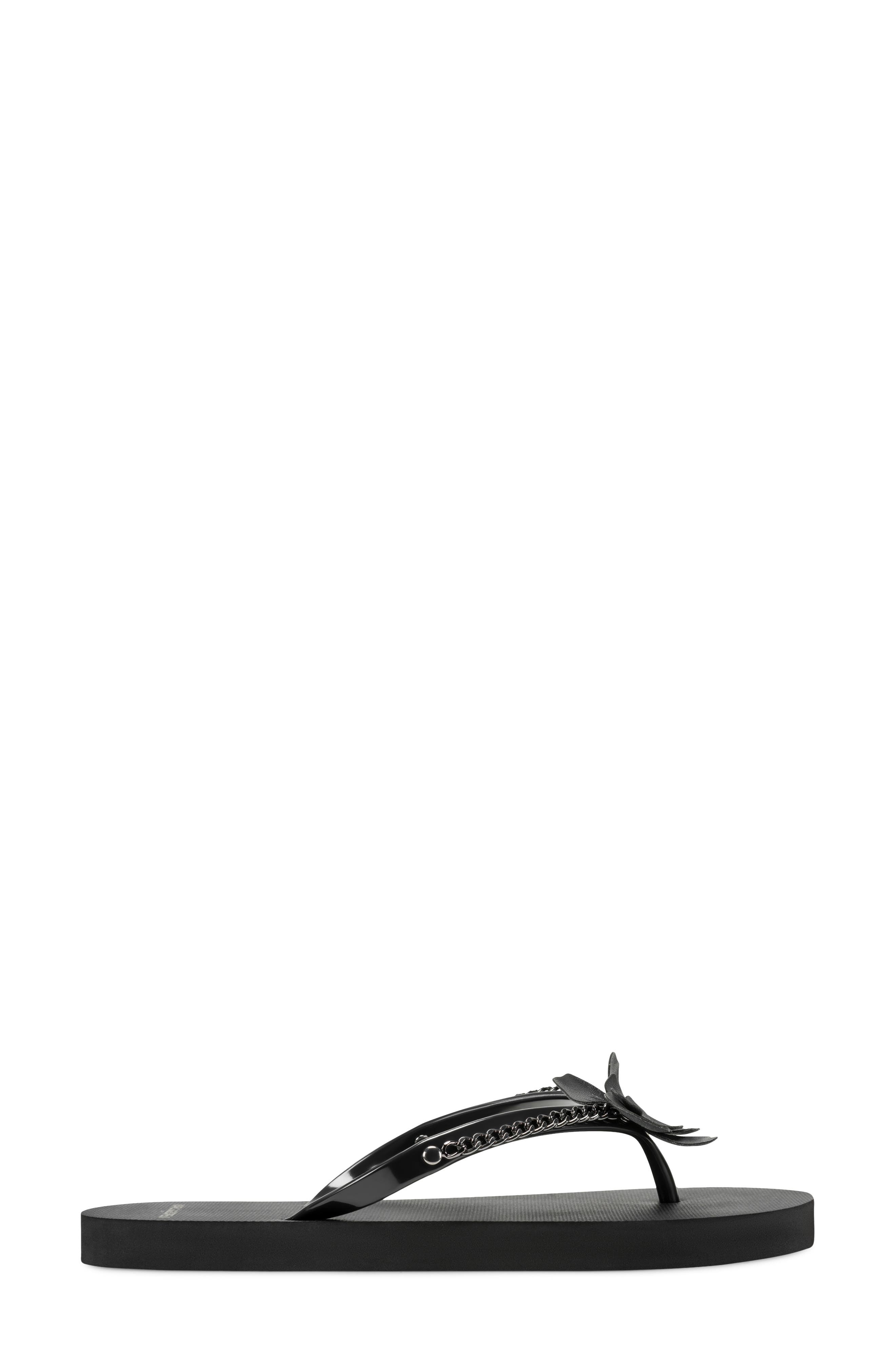 Zemira Flower Flip Flop, Alternate, color, BLACK