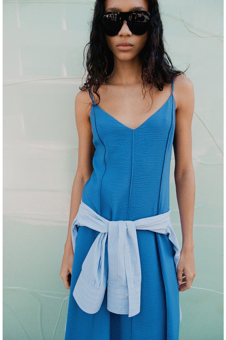 Stitch Detail Sleeveless Maxi Dress, Alternate, color, BLUE
