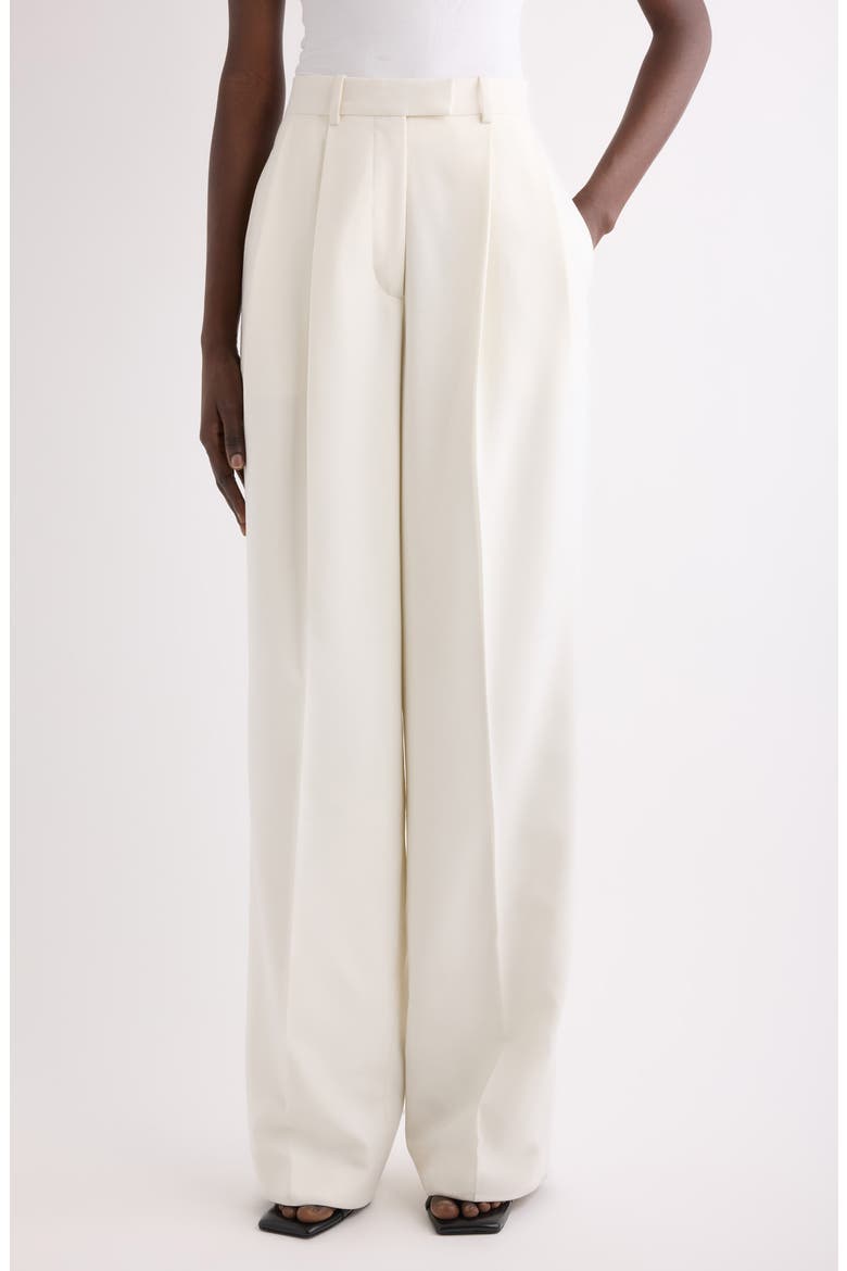 Double Pleat Wool & Mohair Wide Leg Pants, Main, color, WHITE